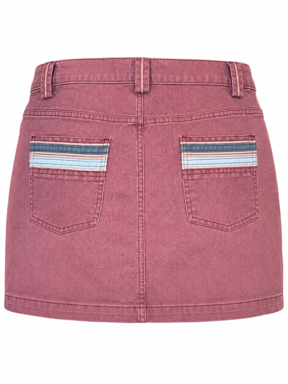 MARC JACOBS ✘ Mauve Pink Denim Mini Skirt Striped Pockets Size 8